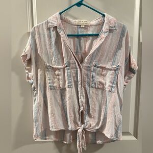 NWOT Cloth & Stone Pink and Blue Striped Button-Down Shirt